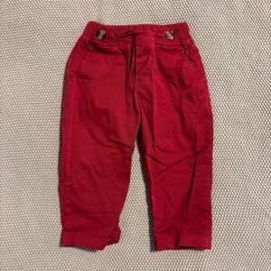 Casual Red Cropped Bottoms with Soft Texture
